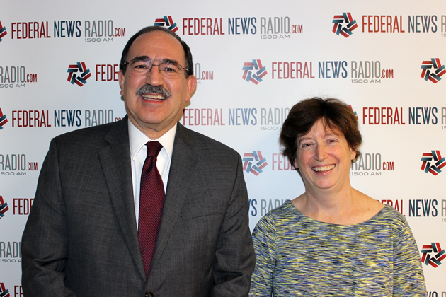 John Palguta, left, vice president for Policy at the Partnership for Public Service, and Janet Kopenhaver, Washington representative of Federally Employed Women, count down the week's top stories with Francis Rose. (Photo by Michael O'Connell/Federal News Radio)